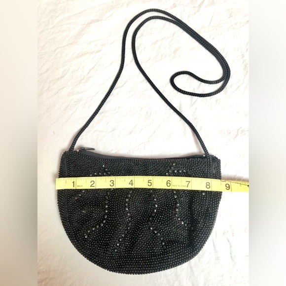 🛍BEADED Small black Cross Body long strap Purse size 8x5 EUC - Picture 5 of 10